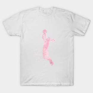 Basketball Girl Player Watercolor Blush Pink T-Shirt